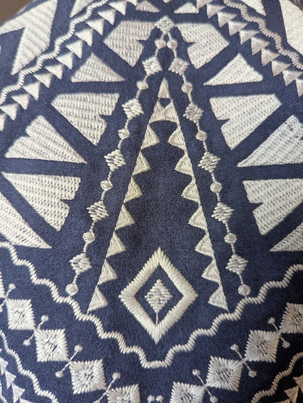 Savanna Jane Navy & White Embroidered Bomber Jacket - Picture 4 of 6